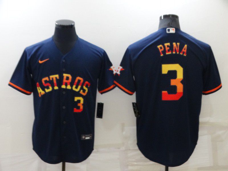 Men Houston Astros #3 Pena Blue Rainbow Edition Game Nike 2022 MLB Jersey